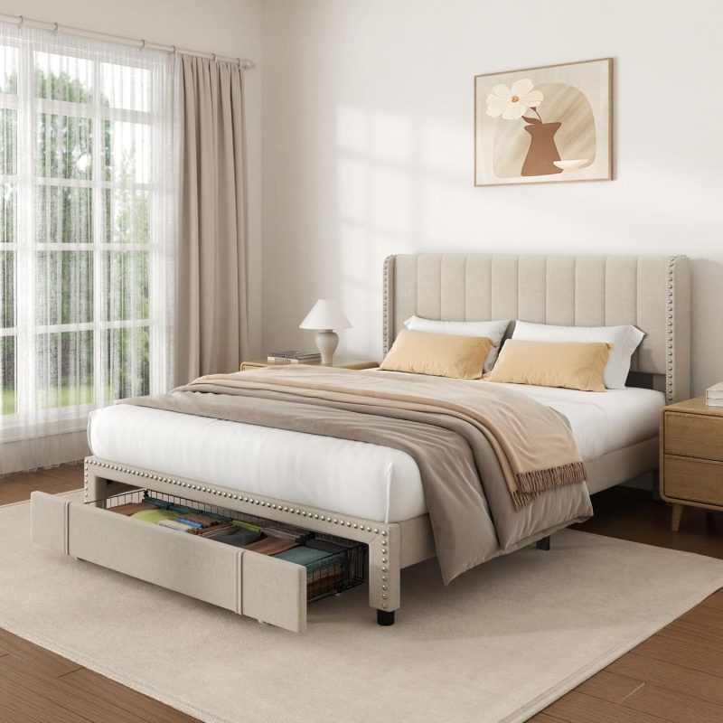 Full Size Platform Bed Frame  Khaki - Image 6