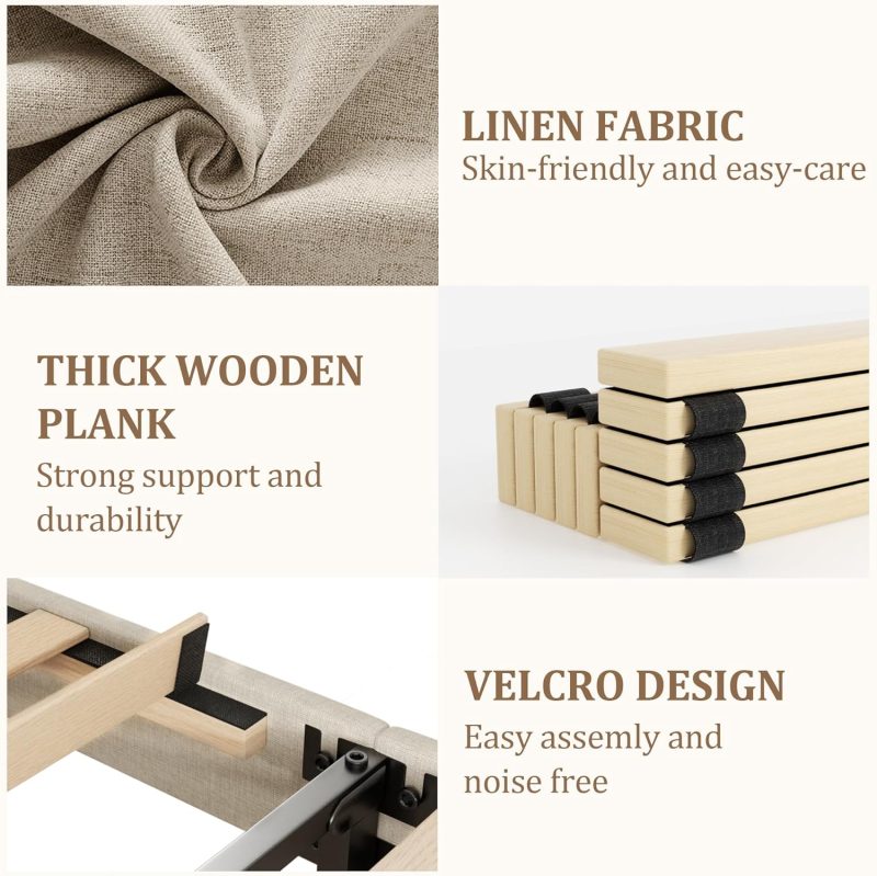 Full Size Platform Bed Frame  Khaki - Image 3